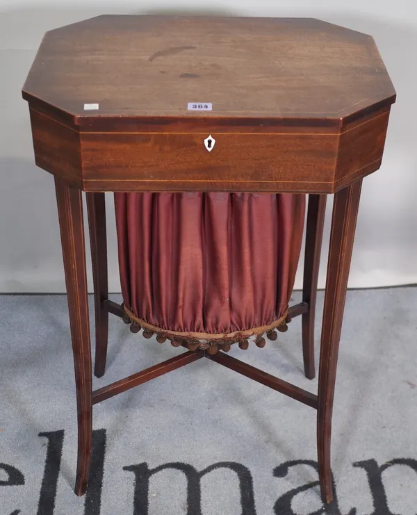 A Regency mahogany sewing table, 50cm wide x 76cm high, and a Regency mahogany side table, 69cm wide x 73cm high.