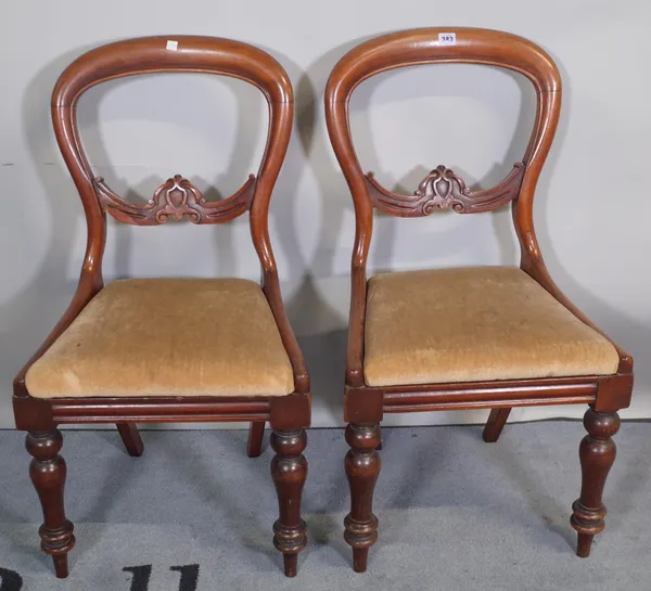 A matched set of six Victorian mahogany balloon back dining chairs, (6).