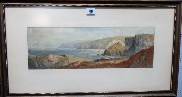 William Boase-Smith (1842-1896), Coastal landscape, watercolour, signed, 15cm x 46cm.