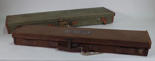 George Gibbs, a leather and canvas gun case, 76cm wide and another by Brady, 83cm wide, (2).