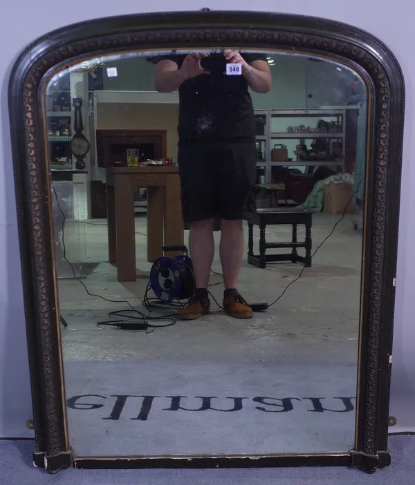 A Victorian later painted arch top overmantel mirror with moulded frame, 85cm wide x 108cm high.