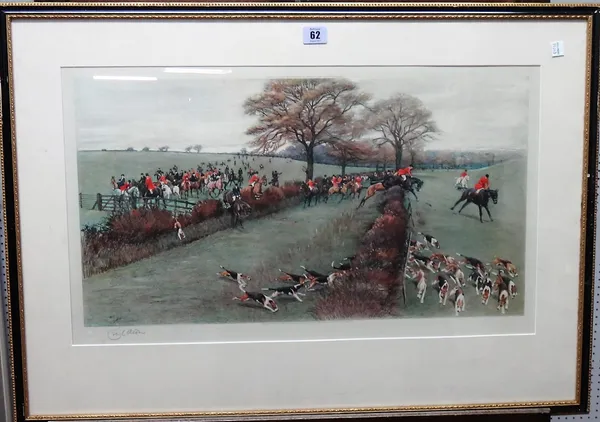 Cecil Charles Windsor Aldin (1870-1935), The South Berks Hunt, colour lithograph, signed in pencil, 36cm x 62cm.