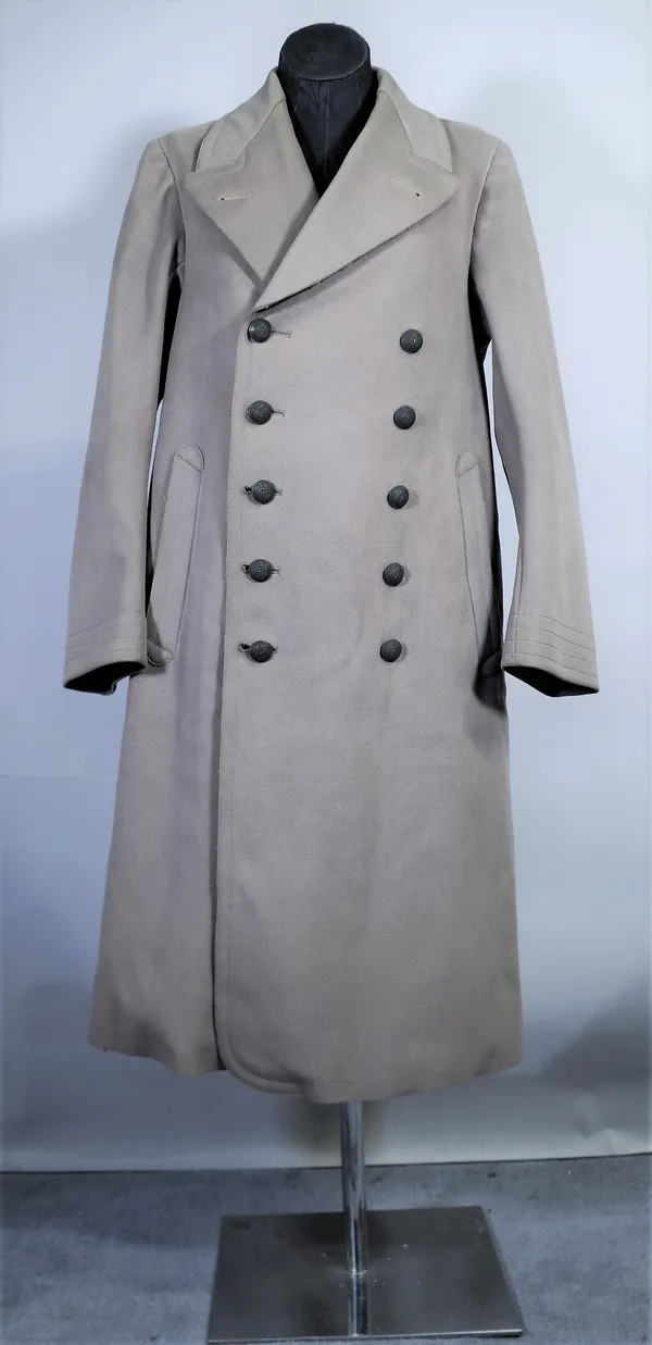 Clothing comprising; La Chasse, circa 1980, a 1940s style bottle green wool coat, approx size 10-12 and a Simpson & Son olive green coat, (a.f.).