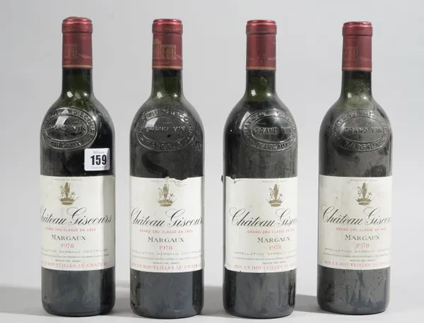 Four bottles of 1978 Chateau Giscours Margaux, Grand Cru Classe, (4).