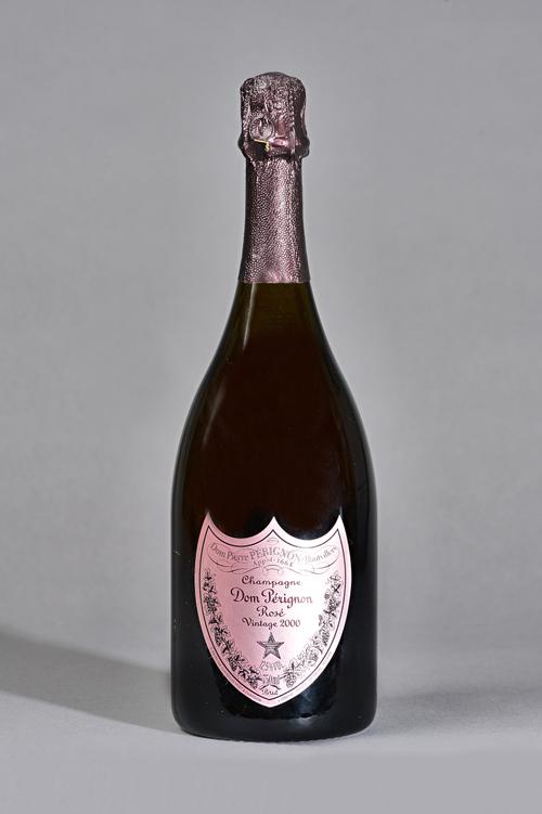 One bottle of 2000 Dom Perignon vintage rose champagne.