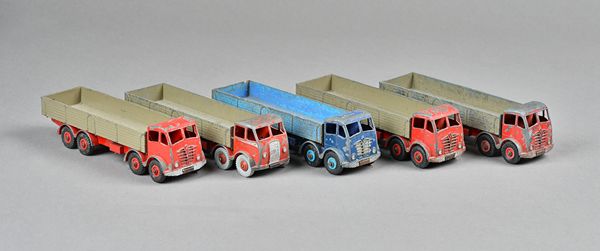 Five Dinky Foden high sided flat bed trunks, (5).