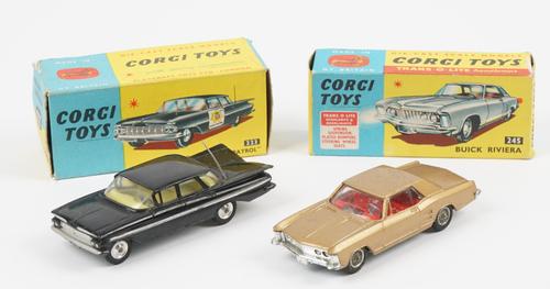 Two Corgi die-Cast vehicles, comprising; 245 Buick Riviera and a 223 Chevrolet 'State Patrol', both boxed, (2).