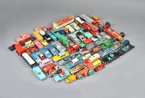 A quantity of playworn die-cast vehicles, including; Sport-On, Corgi, Dinky and Matchbox, (approx 55).
