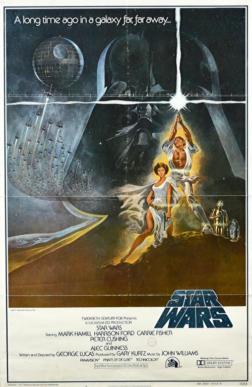 FILM POSTER: 'STAR WARS: EPISODE IV: A NEW HOPE' (1977)  Paramount Pictures, Style A, One Sheet, International poster, Litho in USA. next to Union log