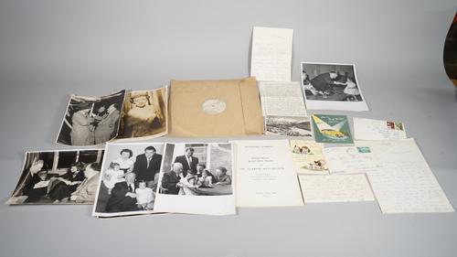 ALFRED HITCHCOCK  / PATRICIA HITCHCOCK  EPHEMERA:  a collection of publicity photographs and personal letters written to British actor Peter Halliday