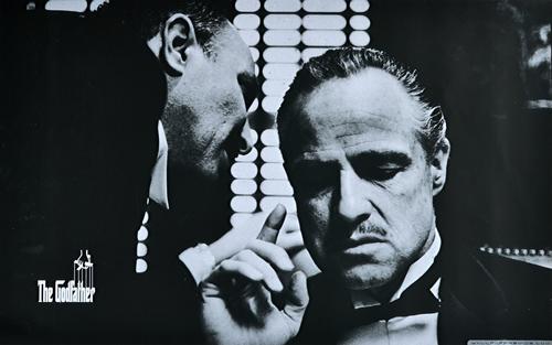 FILM, ART PRINTS:  a group of four art prints on canvas, including Marlon Brando in 'The Godfather', (1972), loose canvas, 60cm x 89cm overall;  'Bond