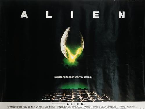 'ALIEN'  UK QUAD POSTER AND ORIGINAL SOUNDTRACK VINYL L.P ALBUM (Not For Demonstration Sale), (1979):   A UK Quad poster, Twentieth Century-Fox, artwo