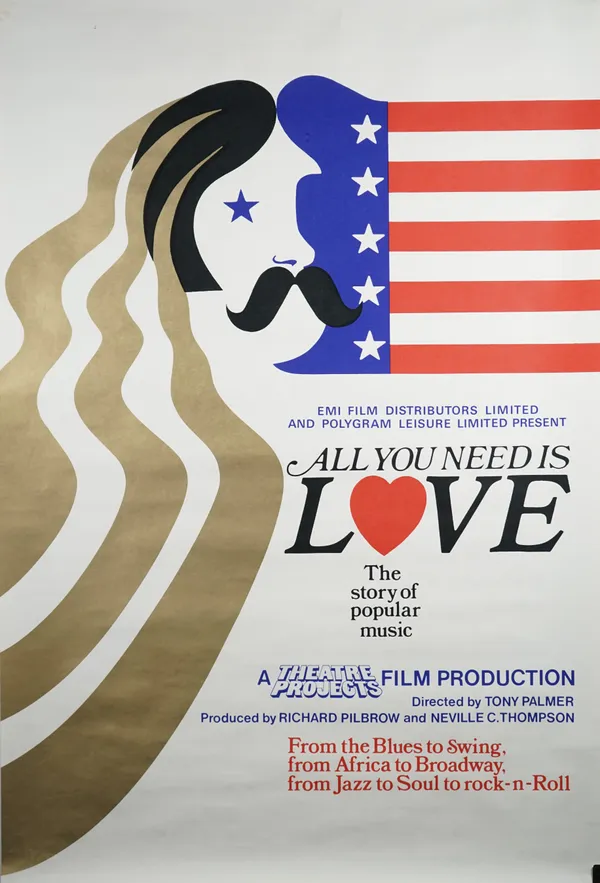 POSTERS:  two posters, including  'All You Need Is Love', The Story of Popular Music, EMI, Polygram, A Theatre Projects Film Production,  the 17 part