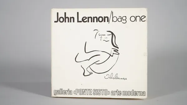 JOHN LENNON, BAG ONE, 'PONTE SISTO' GALLERY, ROME, 1971:  sixteen unbound sheets on ivory coloured textured paper, comprises title page, critical essa