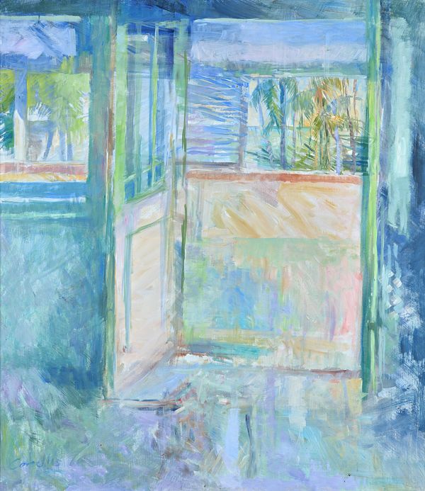 Jane Corsellis (b.1940), Balcony Malacca, oil on canvasm, signed, 100cm x 87cm. ARR