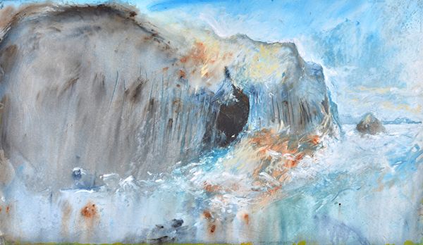 Len Tabner (b.1946), Fingal's Cave, watercolour and gouache, signed and dated January 28th 1997, 78cm x 134cm. ARR