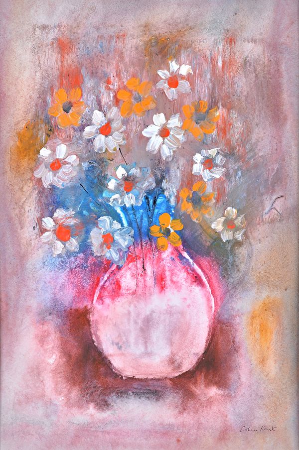 Colin Kent (b.1934), Floral Still Lives, a group of four, mixed media, all signed, each 59cm x 39cm, (4).  ARR