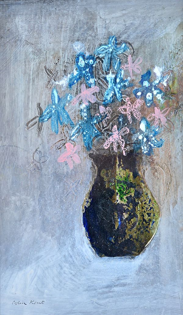 Colin Kent (b.1934), Floral Still Lives, a pair, mixed media, both signed, each 27cm x 16cm, (2).  ARR