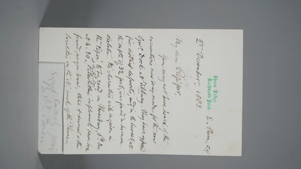 OWEN, Richard (1804-92).  An autograph letter, with signature excised, to an un-named academic recipient, one-page, on paper with heading printed in g