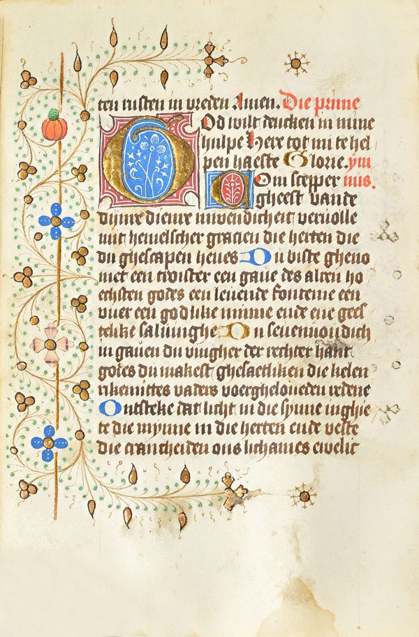 BOOK OF HOURS, in Dutch, illuminated manuscript on vellum [The Netherlands, 15th-century, 2 "parts" bound in one]. 168 x 120mm. 189 vellum leaves, inc