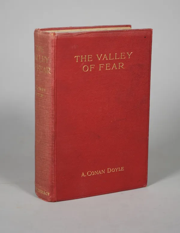 CONAN DOYLE, Arthur (1859-1930).  The Valley of Fear. London: Smith, Elder & Co., 1915. 8vo (190 x 125mm). Half title, half tone frontispiece by Frank