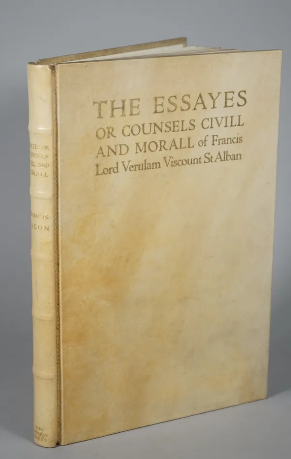 CRESSET PRESS - [Francis BACON (1561-1626)].  The Essayes of Counsels Civill and Morall of Francis Lord Verulam Viscount St Alban. London: Cresset Pre