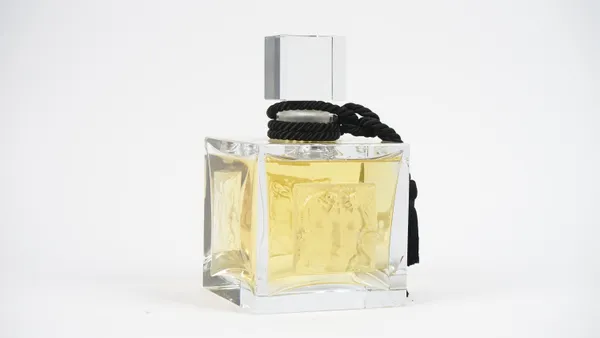 A Lalique crystal perfume bottle of large proportions, 'Masque de Femme', relief moulded with a nautical female face against a square ground, signed L