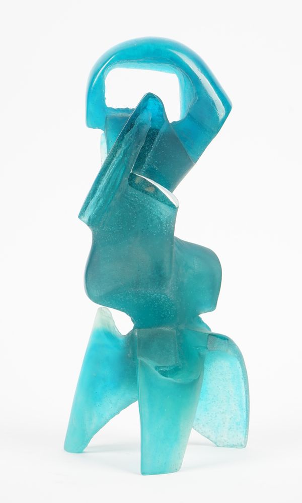 A French Daum blue glass sculpture by Marin Kasowski, limited edition 20/1275, signed 32cm high, (2).