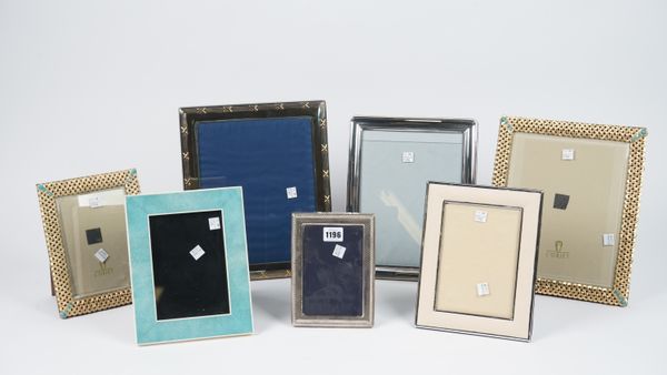 A sterling silver mounted photograph frame, 18.5cm x 13.5cm, two L'Objet photograph frames and four further modern photograph frames, (7).