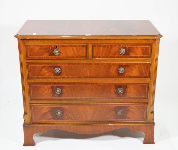 A Regency style mahogany chest of two short and three long graduated drawers, on bracket feet, 91cm wide x 78cm high.