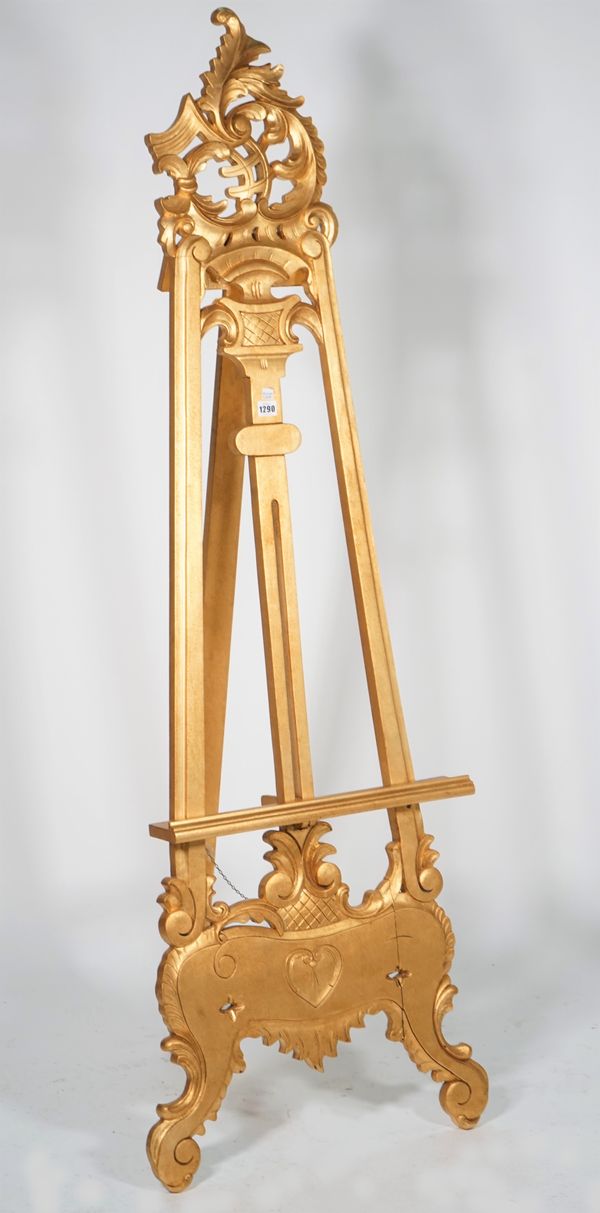 A Regency style gold painted artist's easel, 177cm high.