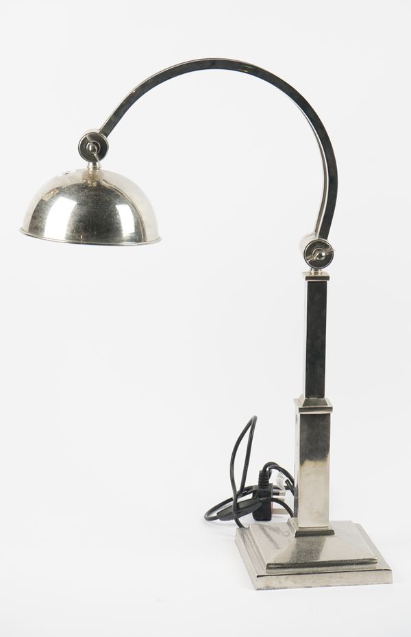 A chrome plated desk lamp, 69cm high.