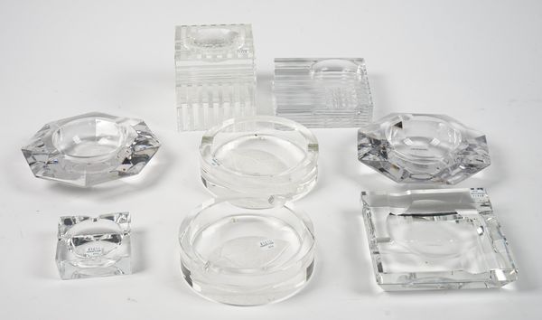 A group of modern glass ashtrays including; Ralph Lauren, Val Saint Lambert and others, (8).