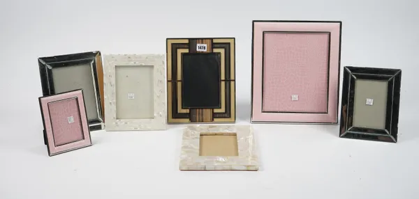 A group of modern decorative photograph frames, including shagreen and leather examples, (qty).