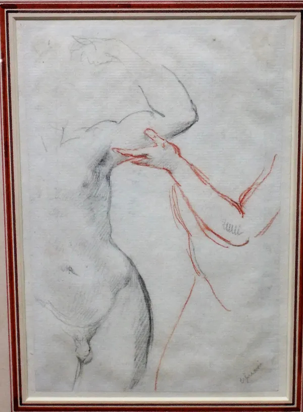 Circle of Giovanni Battista Cipriani, Figure study, pencil and red chalk, 17.5cm x 12cm.