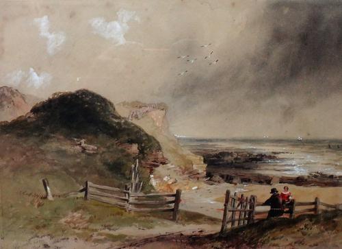 William James Carmichael (1800-1861), View towards a beach, watercolour, indistinctly signed, inscribed and dated 1841, 23.5cm x 33.5cm.  A/S