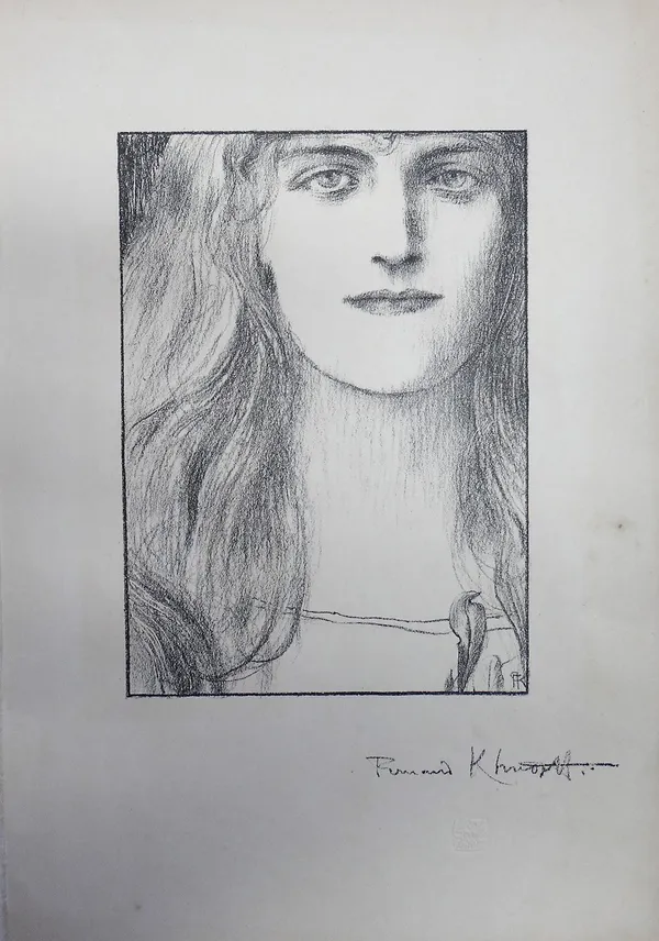 Fernand Khnopff (1858-1921), Des grelots. 1905, lithograph, with blind stamp, unframed, 29cm x 20.5cm,