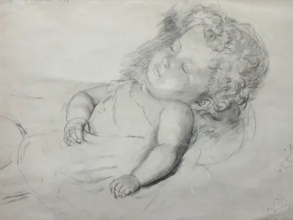 Attributed to Kathe Kollwitz (1867-1945), Sketch for Totes Kind, circa 1903, pencil, inscribed, 34cm x 45cm.