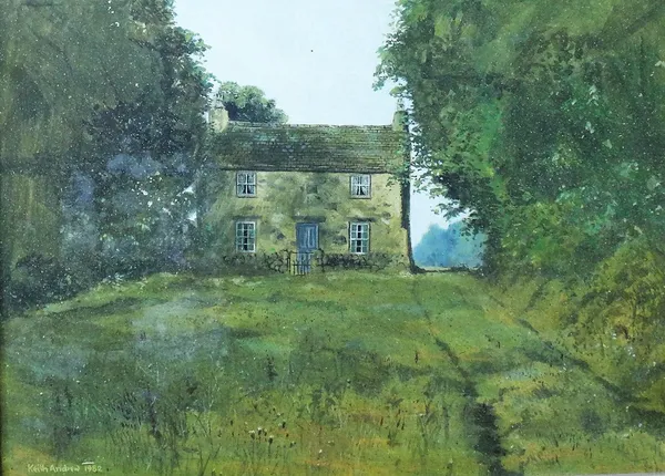Keith Andrew (Contemporary), Retreat in Summer, Tempera on board, signed and dated 1982, 27cm x 36cm. DDSProvenance; purchased from the R.A September
