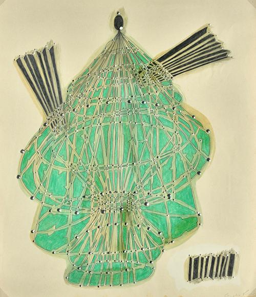 Cornelia Parker (b.1956), The tower that does not fall (green), conté crayon with gouache, graphite heightened with gum arabic, signed, 59cm x 51cm. D