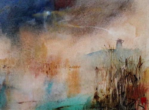 Leslie Charles Worth (1923-2009), Out in the marsh reeds, watercolour, signed, 25cm x 34cm. DDS