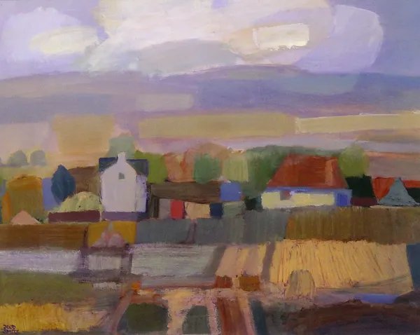 Joop Smits (1938-2014), Lavender landscape, oil on canvas, signed, 38cm x 47cm. DDS