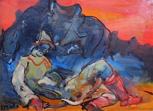 Attributed to Sergej Alexandrovic Mako (1885-1953), Untitled, oil on canvas, bears a signature, 23cm x 32cm.