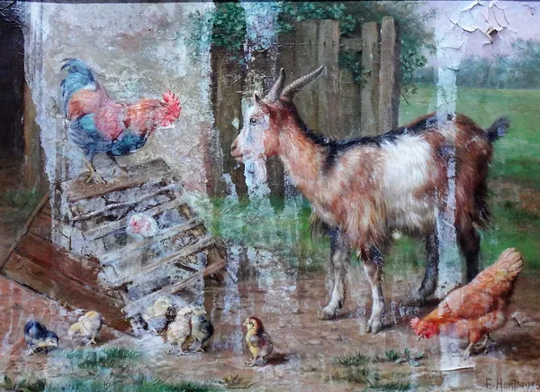 Edgar Hunt (1876-1953), Farmyard Friends, oil on canvas, signed and dated 1936, 21cm x 27cm. DDS