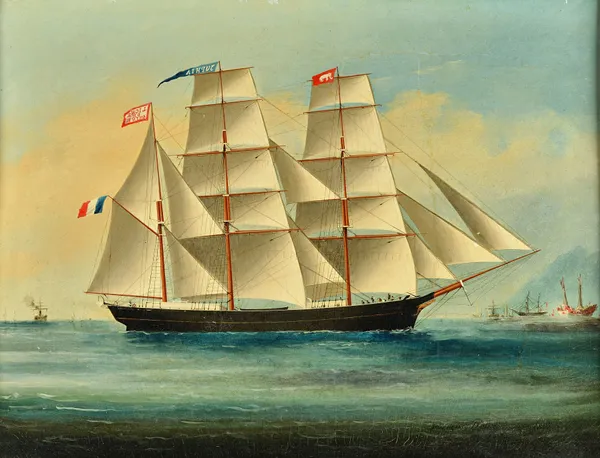 Frederic Roux (1805-1874), Clipper in full sail, oil on canvas laid on board, signed and dated 1857, 44.5cm x 58cm. Illustrated