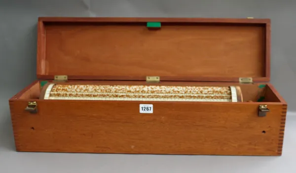 Keuffel & Esser Co, a Thatcher's calculating rule in a mahogany case, rule 60cm wide.