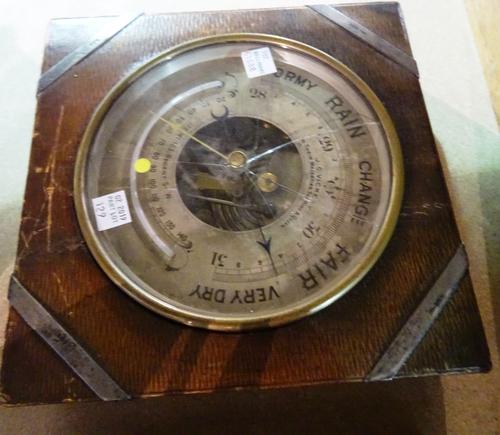 A collection of 3" glass lantern slides, manlily animal subjects approx 50, a Sikes Hydrometer in a mahogany case, 20.5cm wide and a brass cased anero