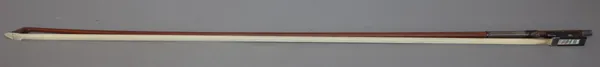A German violin bow with silver mounts, stamped Joh Monnig 74.3cm, 53.1 grams.