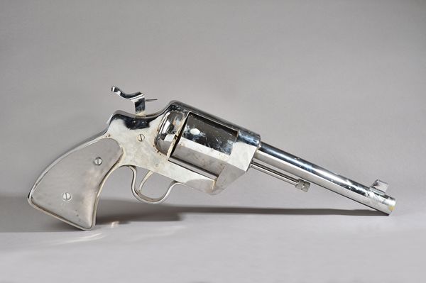 Phil Brown, untitled (gun), polished steel revolver, 75cm x 33cm x 11cm, executed in 1995 exhibition London, cased.  DDS   Illustrated