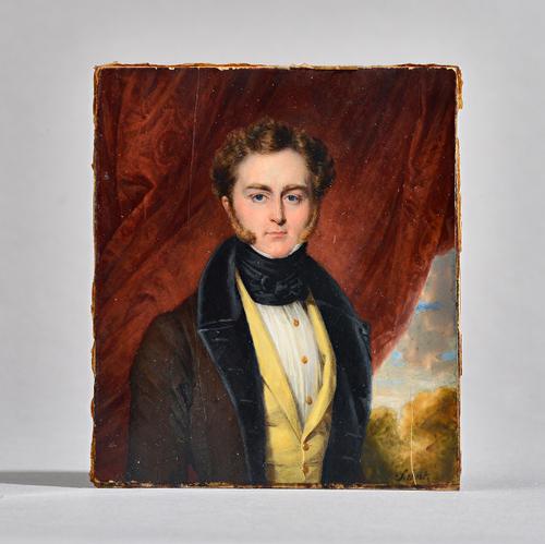 A portrait miniature on ivory depicting Robert Henry Earl of Pembroke & Montgomery (1791 - 1862), signed bottom right 'Santi', Daniel Saint (1778 - 18